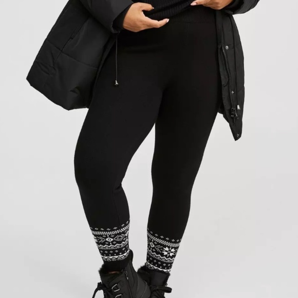 Torrid - Full-Length Sweater Knit Black White Fairisle Legging - 2X - Picture 1 of 1